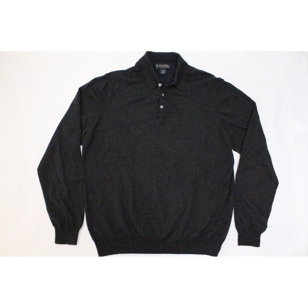 Brooks Brothers Extra Fine Italian Merino Wool Polo Sweater Mens XXL Black